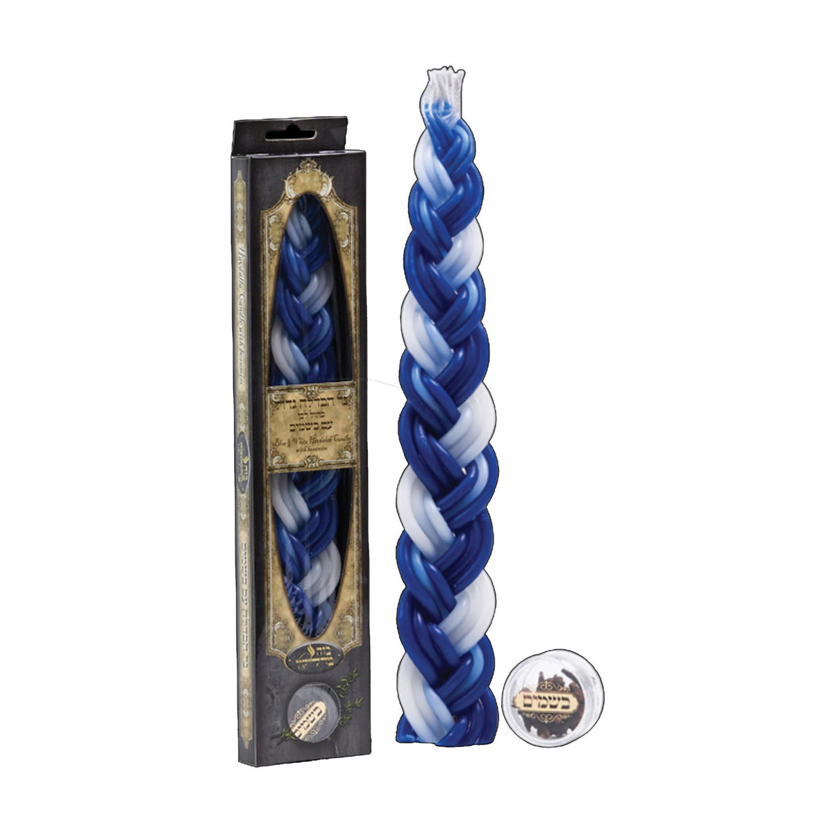 Havdallah Candle with Besamim, Blue and White