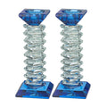 Blue Crystal Shabbat Candlesticks 17.5 cm
