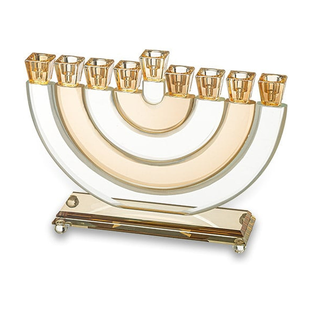 Crystal Elegant Hanukkiah 25cm - Curved Gold and Clear