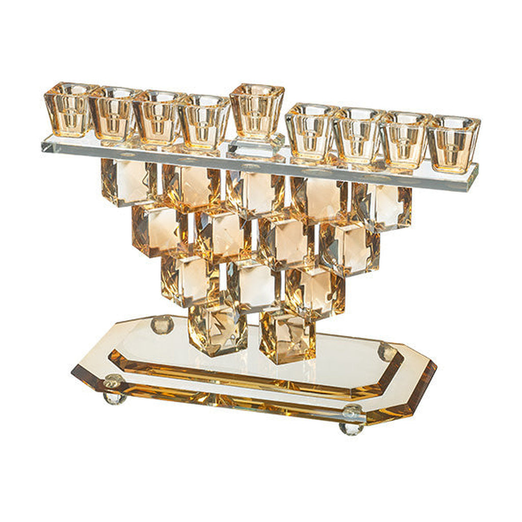 Crystal Elegant Menorah 16cm - Cube Design