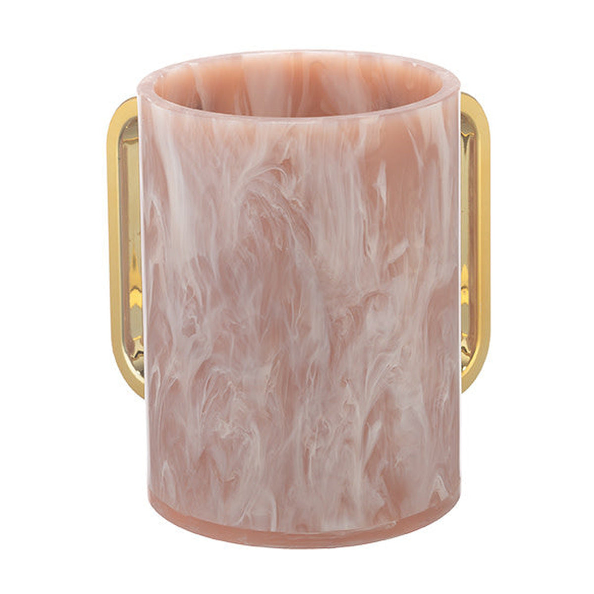 Acrylic Washing Cup 13 cm -  Pink and Gold Marble