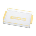 Challah Tray - White with Gold Handles - Lucite
