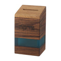 Wooden Tzedakah Box with Turquoise 14 cm