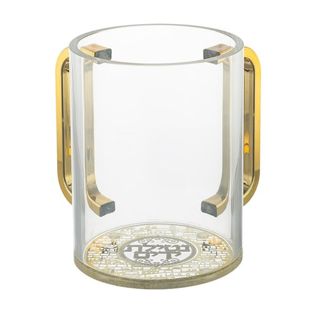 Washing Cup, Clear with Gold Handles