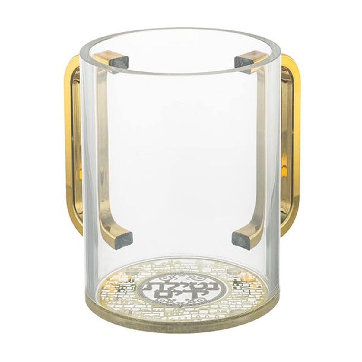 Washing Cup, Clear with Gold Handles