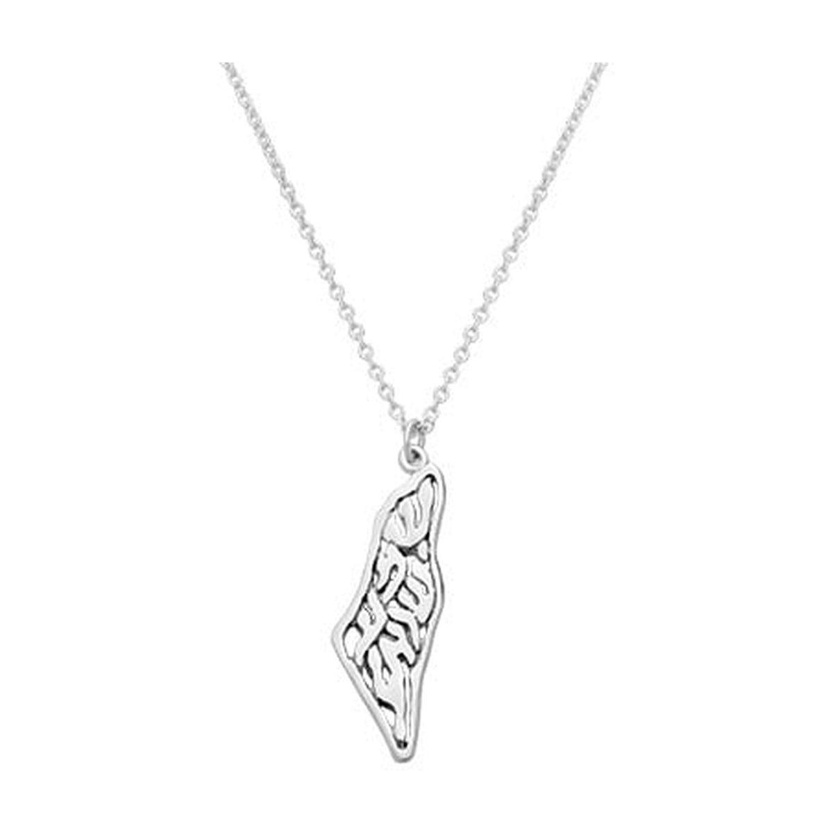 Necklace - 925 Sterling Silver Israel Map