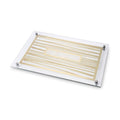Glass Challah Tray - White with Gold Design