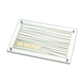 Glass Challah Tray - White with Silver Design