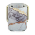 Purple and Gold Marble Washing Cup With Gold Handles - Lucite