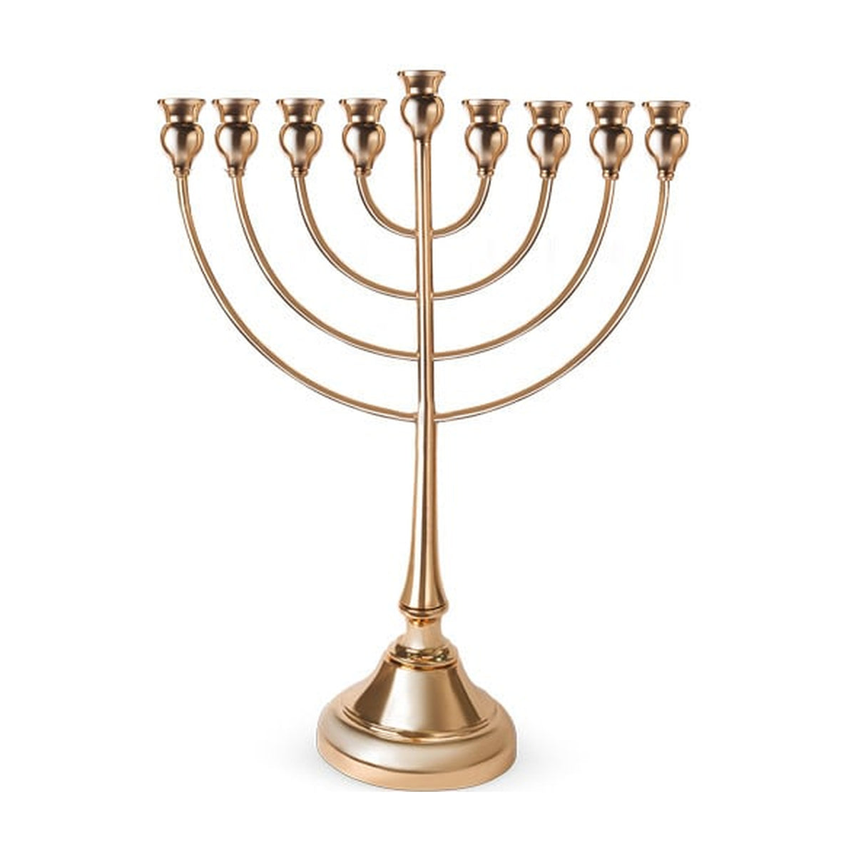 Metal Menorah 49cm - Gold with Candle Lighting Prayer Card