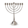Metal Menorah 49cm - Silver with Candle Lighting Prayer Card