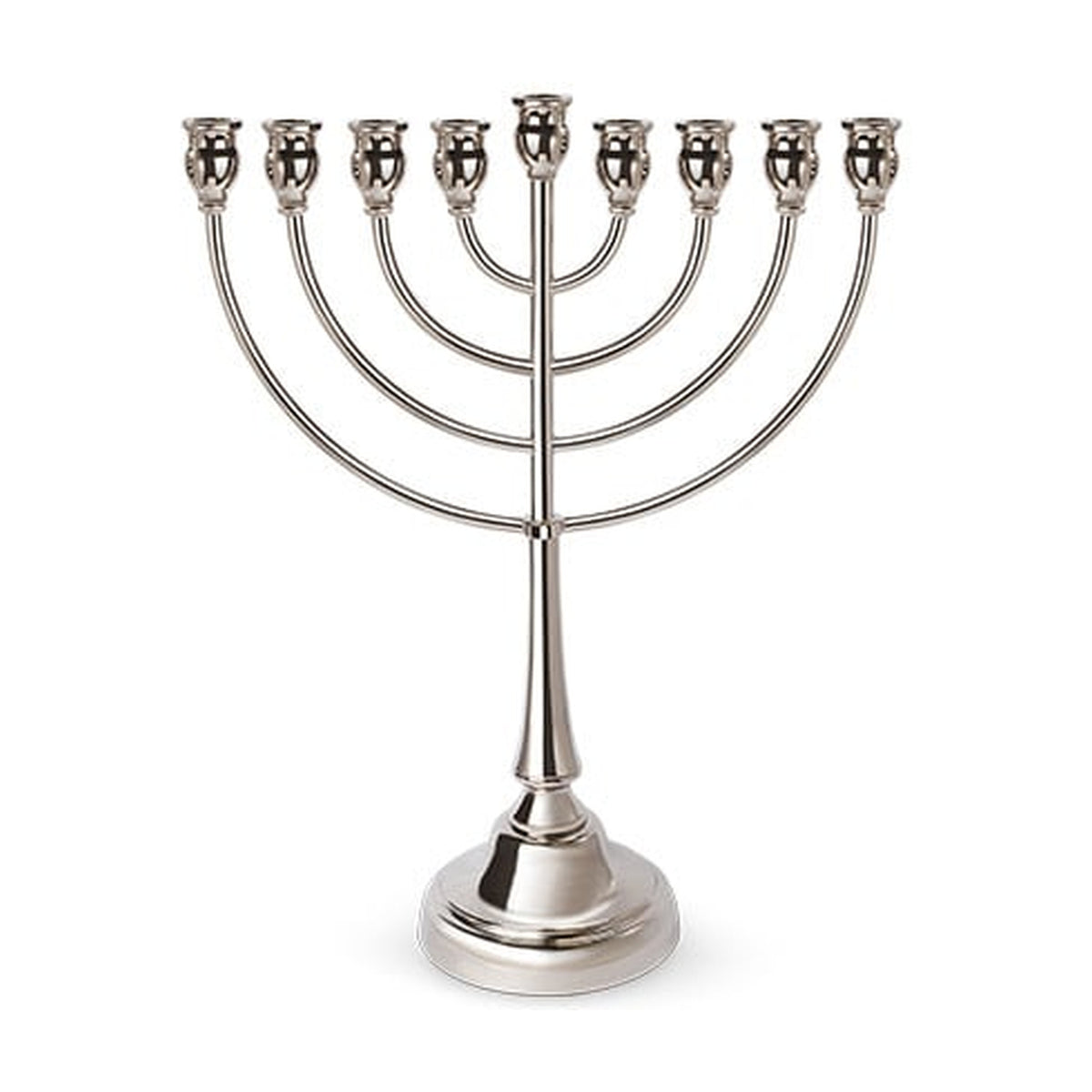 Metal Menorah 49cm - Silver with Candle Lighting Prayer Card
