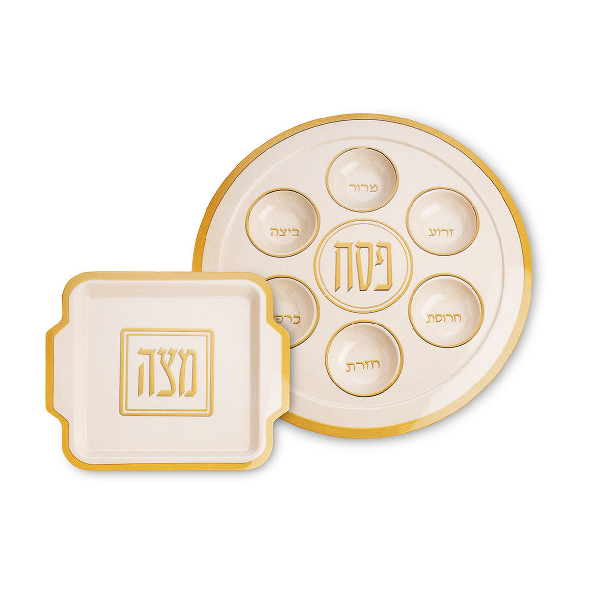 Gold Matzah and Seder Plate - Bamboo