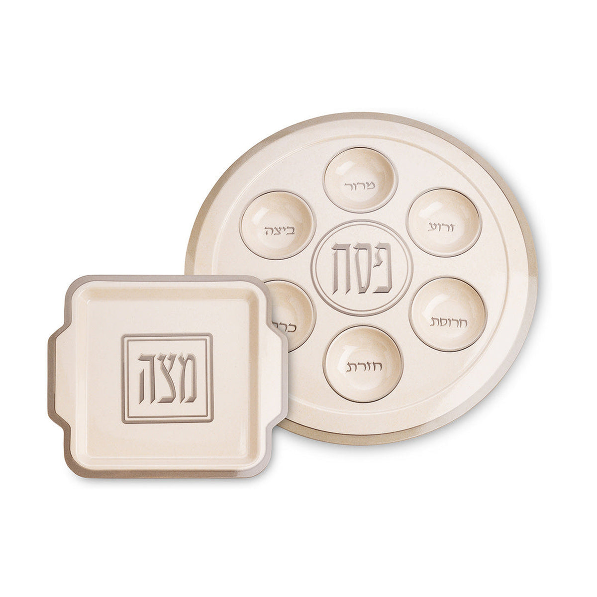Silver Matzah and Seder Plate - Bamboo