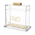 Clear Modern Matzah Holder with Gold Accents