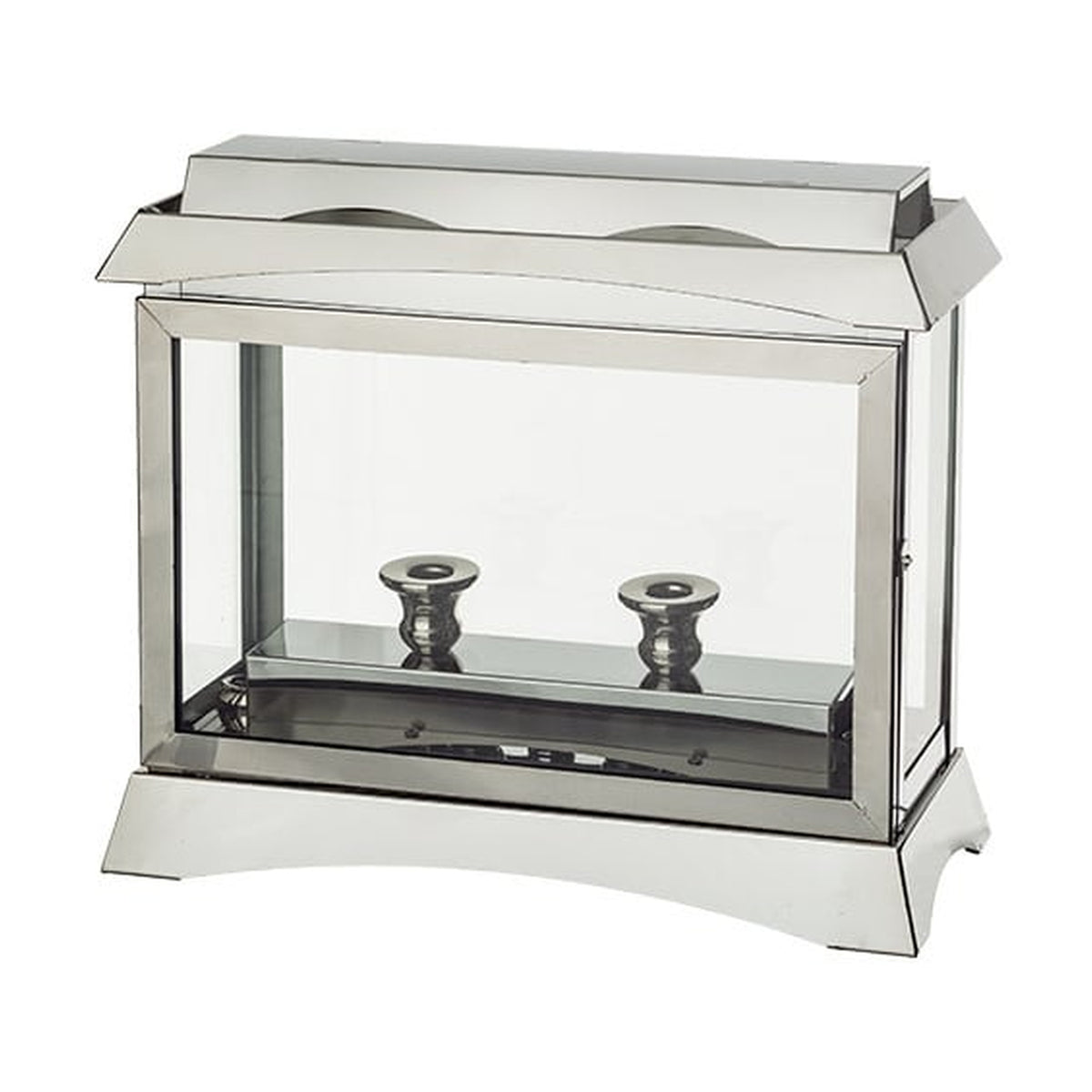 Metal and Glass Menorah Box - Silver Colour