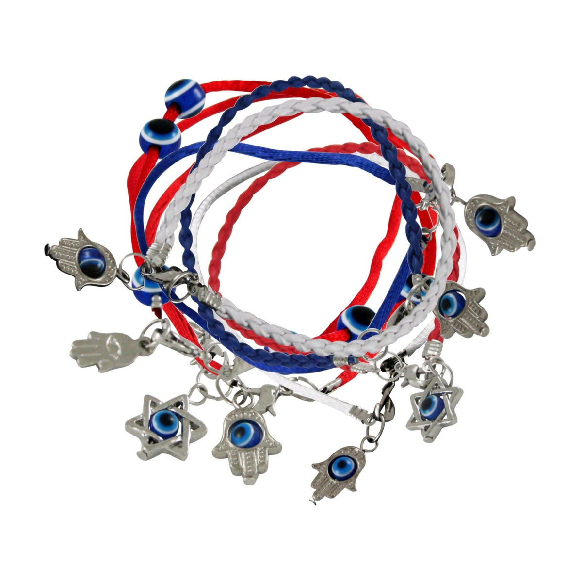 Assorted String Bracelet with Hamsa with eye