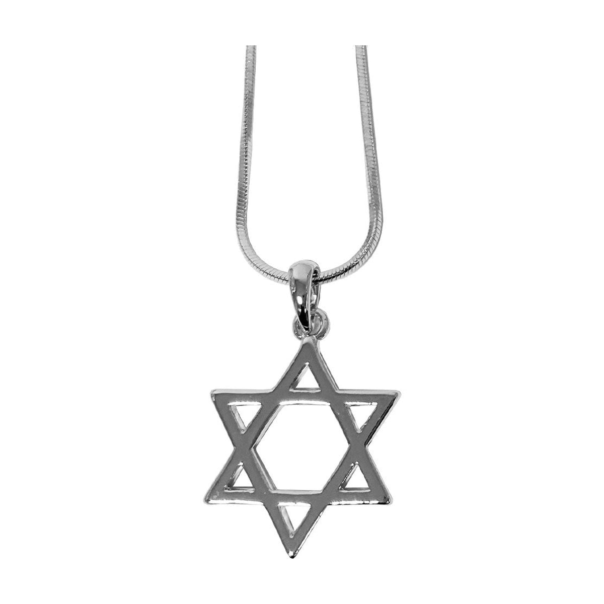 Magen David Necklace, Rhodium-Plated