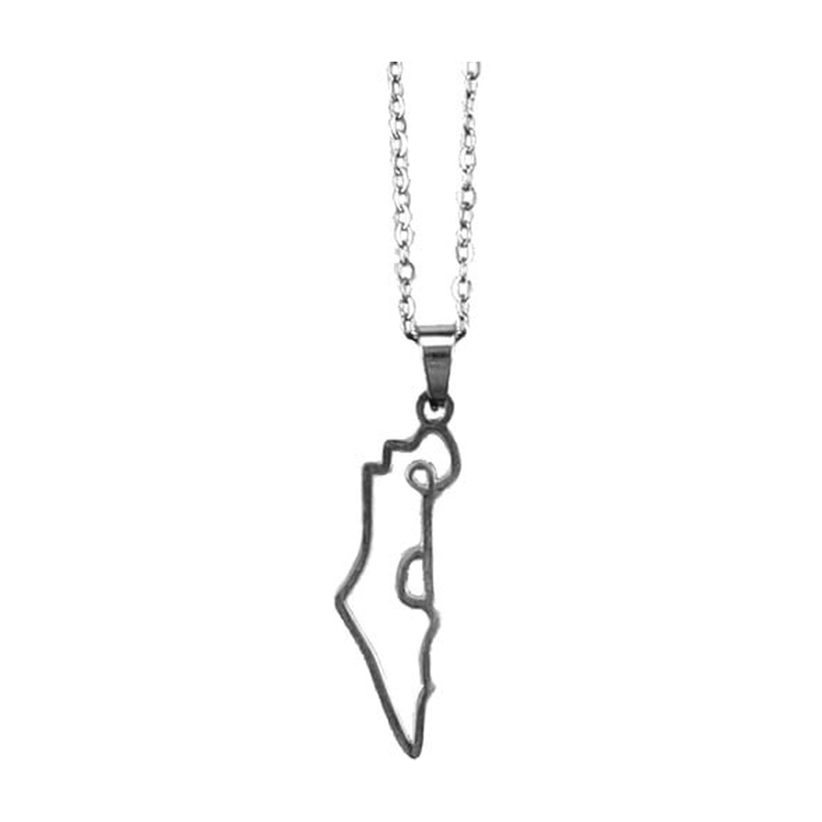 Stainless Steel Israel Map Necklace - 50 cm