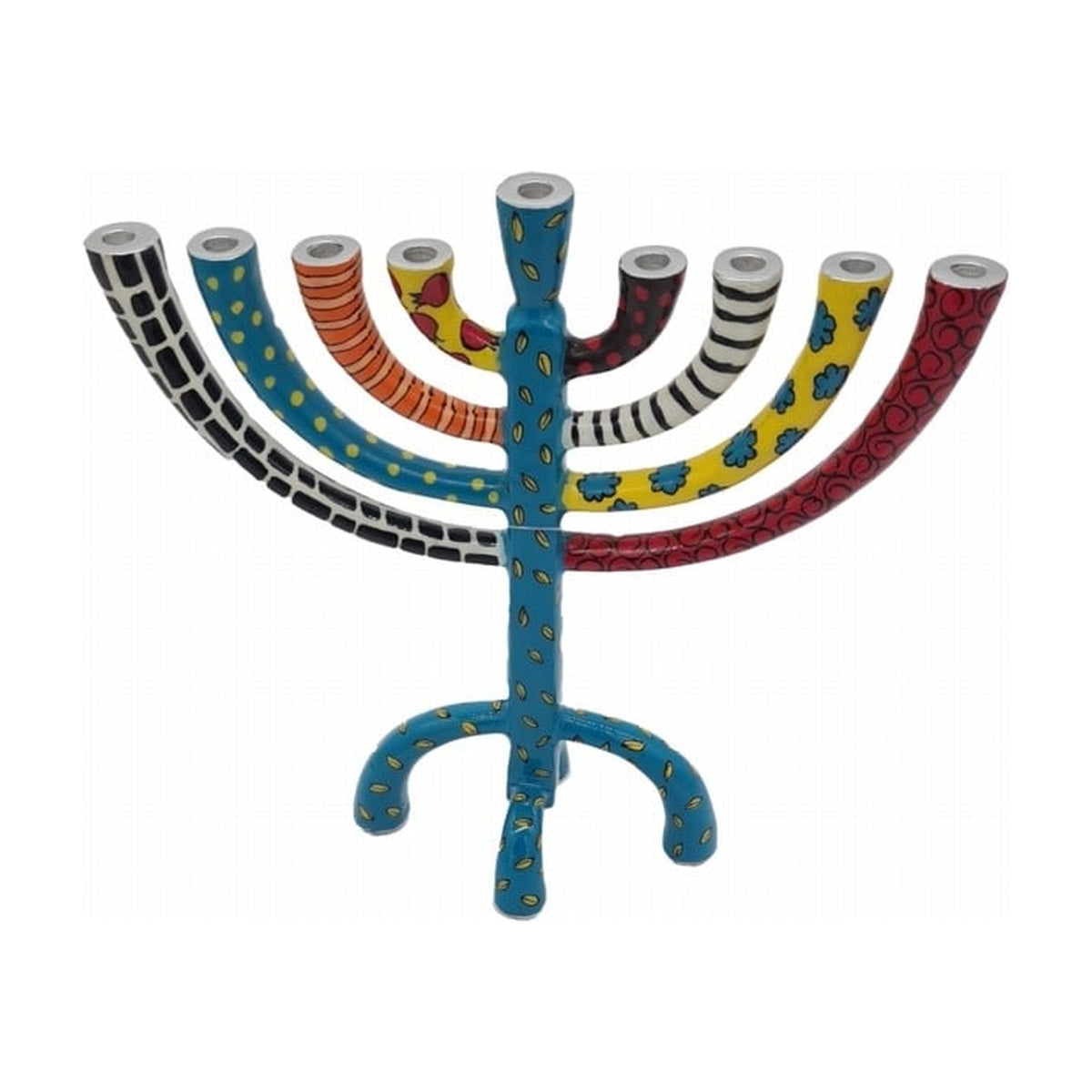 Menorah with Handpainted Design, Turquoise