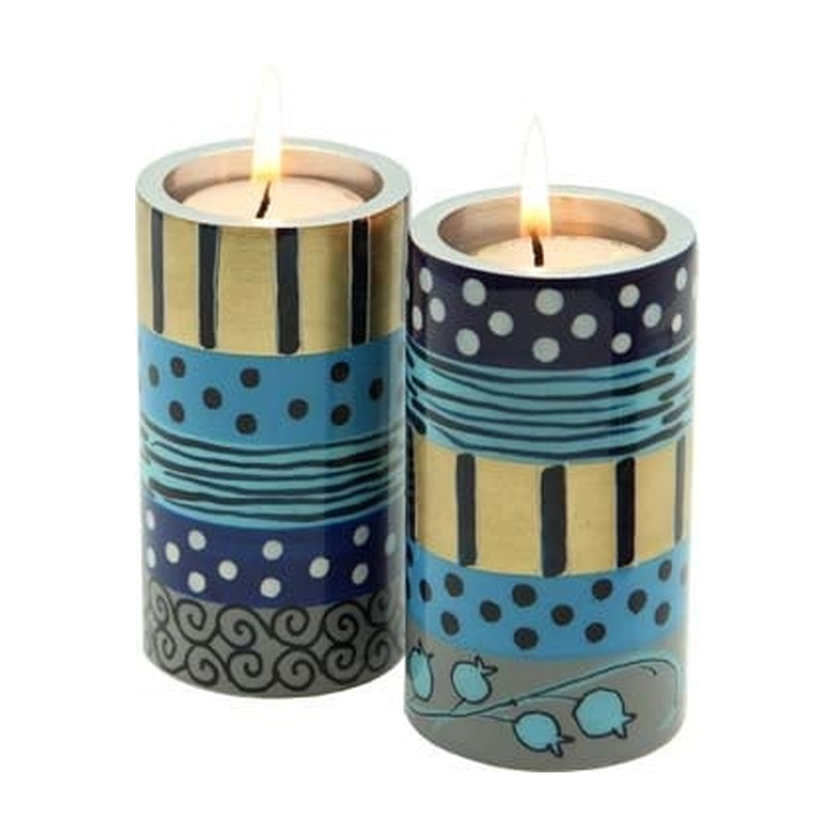 Aluminum Candlesticks, 12cm, Blue Design