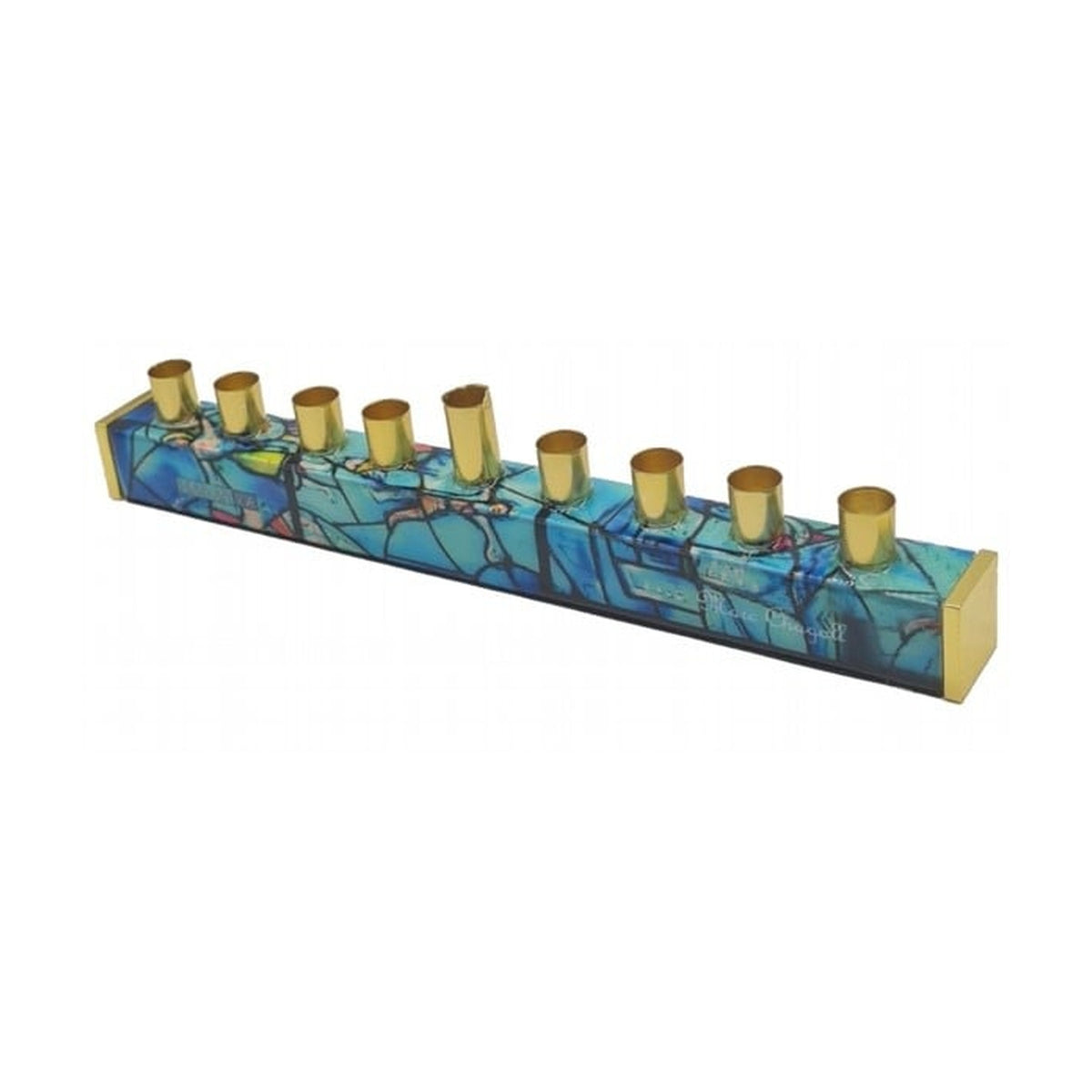 Strip Menorah, Chagall Windows, Turquoise