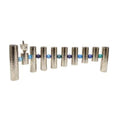 Menorah, Hammered Aluminum with Blue Shades Sphere Decoration