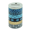 Aluminum Tzedakah Box with Handpainted Design, Blue