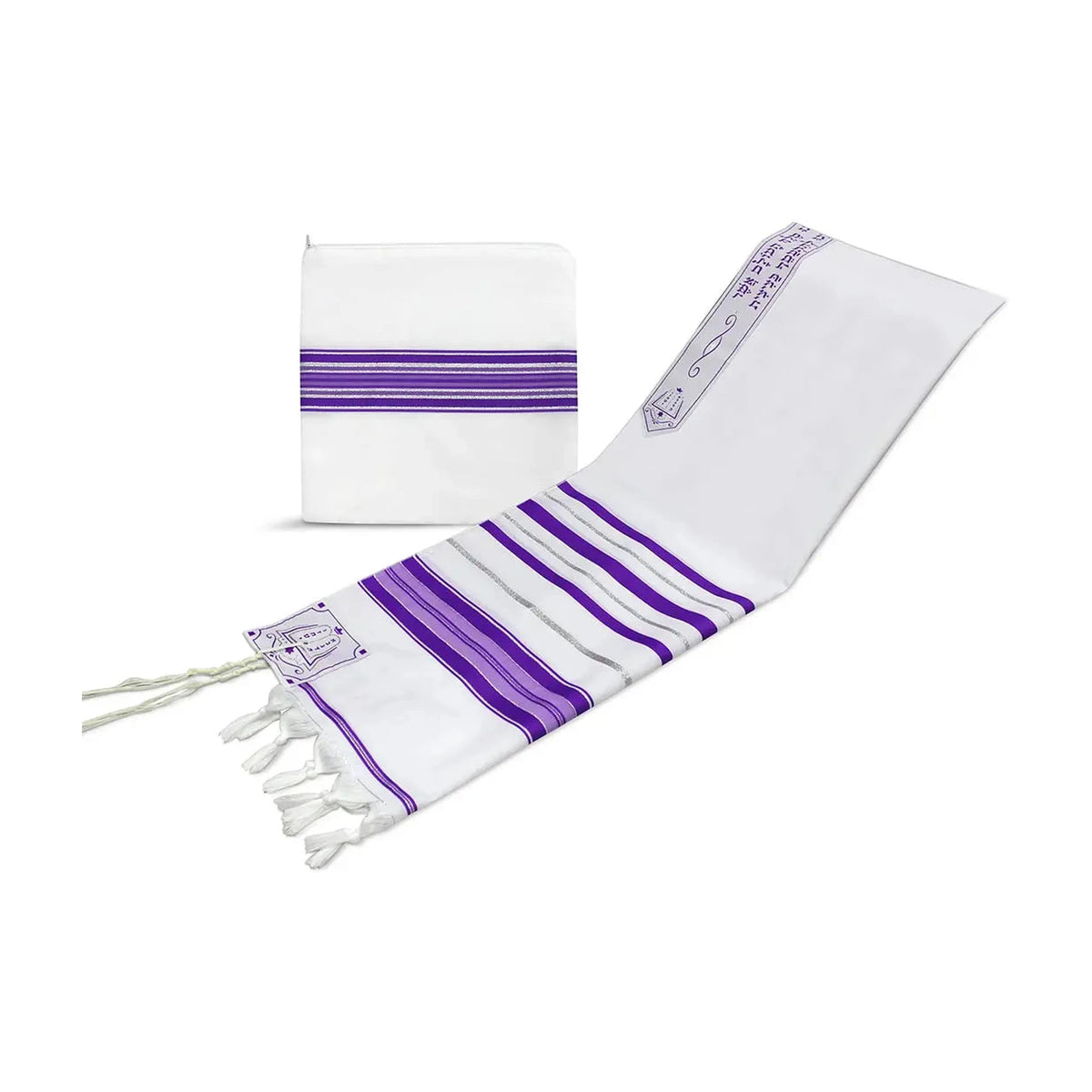 Elegant Acrylic Tallit Set - Purple/Silver - Size 18