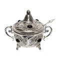 Charoset Dish, Silver Plated with Black Stones