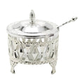 Charoset Dish, Silver Plated/Glass on Legs - Diamond Design
