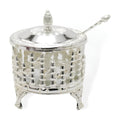 Charoset Dish, Silver Plated/Glass on Legs - Diamond Design