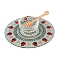 Glass Pomegranate Honey Dish + Wooden Spoon
