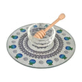 Glass Pomegranate Shaped Honey Dish + Wooden Spoon