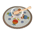 Glass Pomegranate Shaped Honey Dish + Wooden Spoon