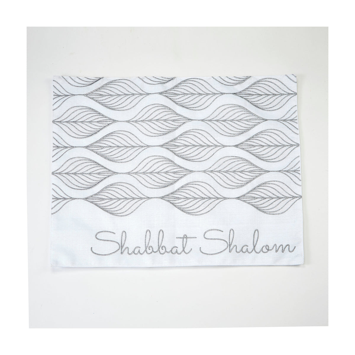 White & Silver Embroidered Challah Cover