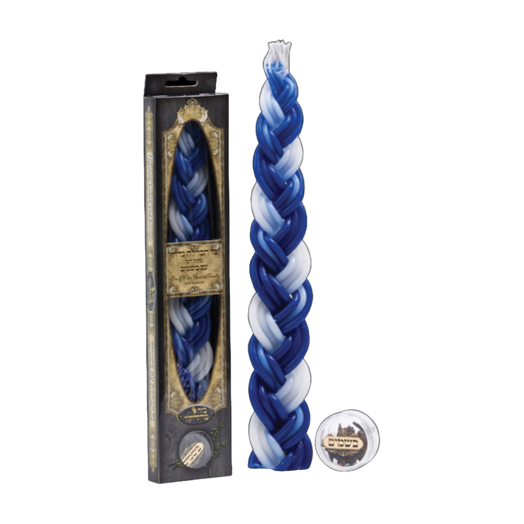 Havdallah Candle with Besamim, Blue and White