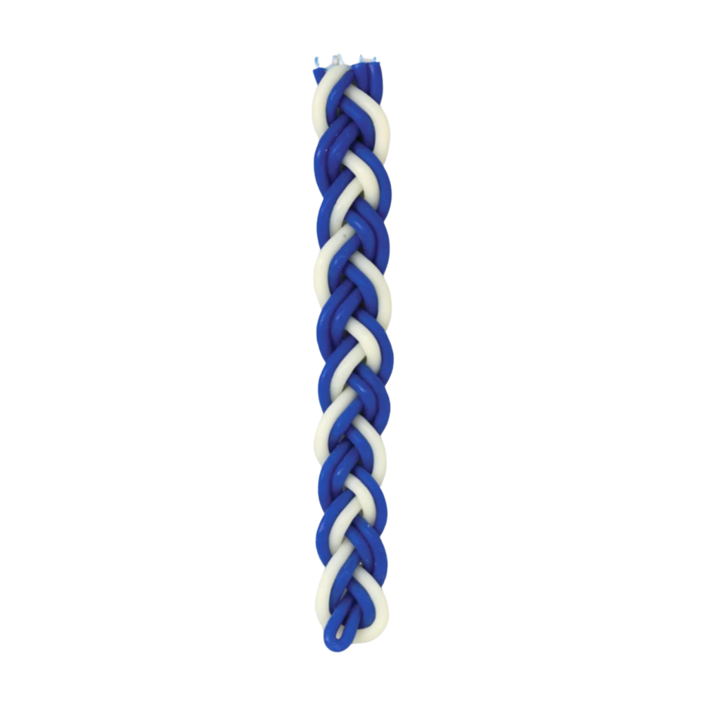 Blue/White Flat Braided Beeswax Havdallah Candle