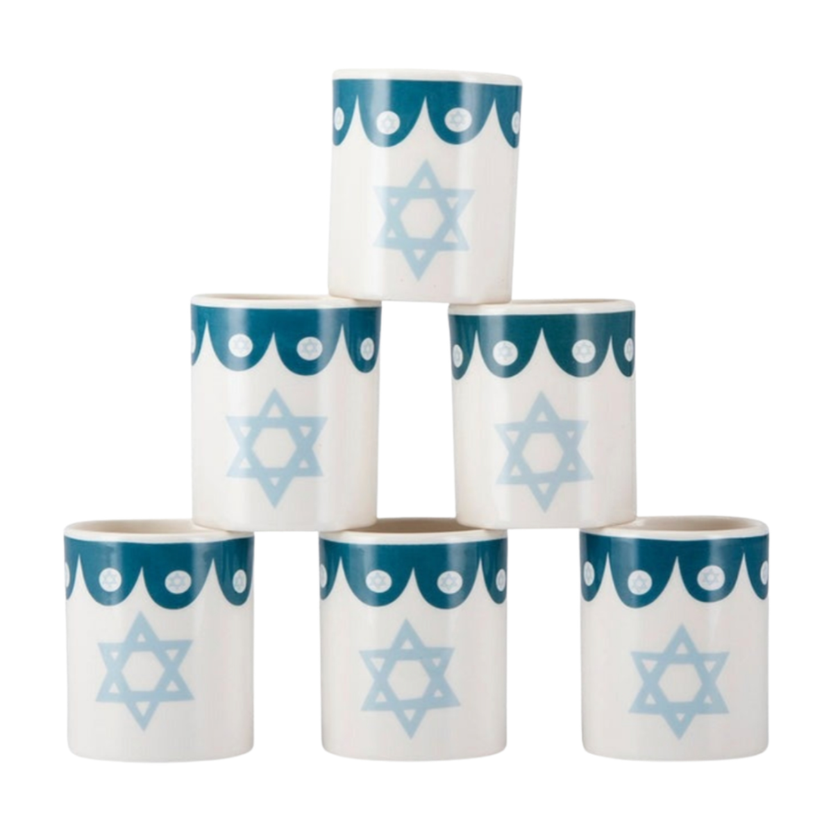 Chai Modern 'Mazel Tov' Set of 6 Ceramic Kiddush Cups