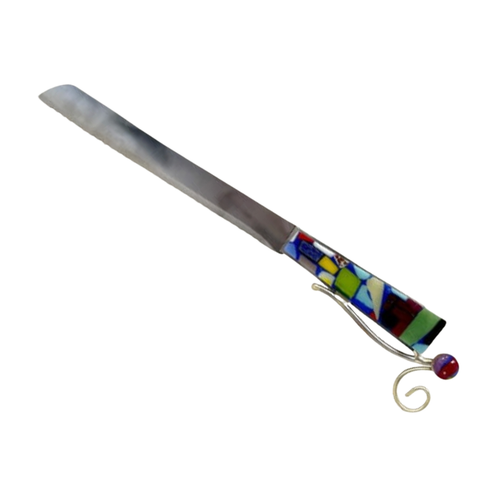 Challah Knife, Fused Glass Handle