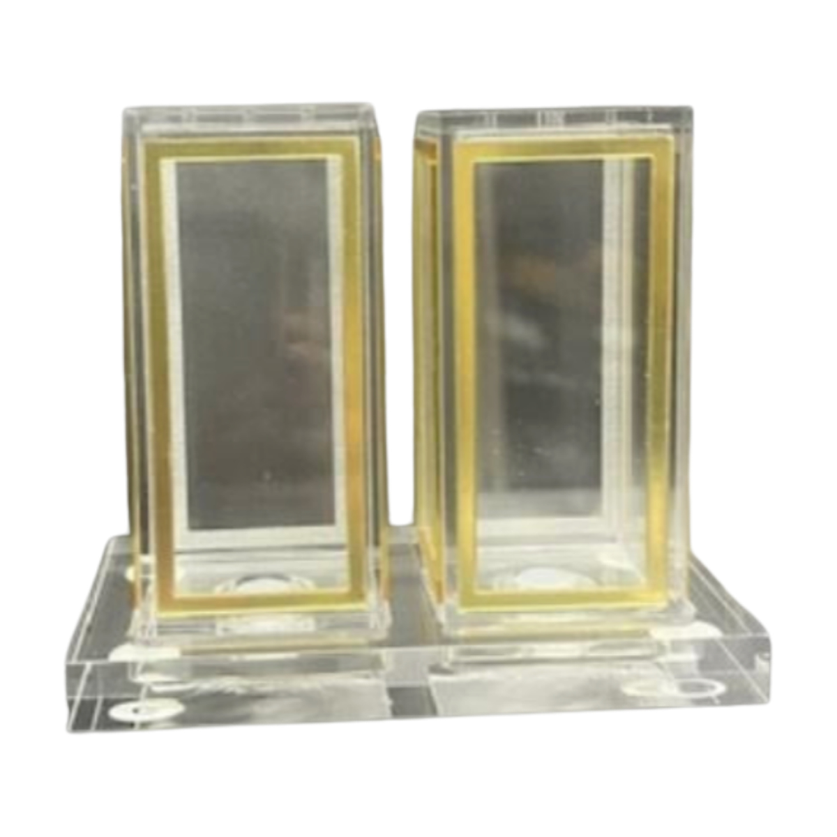 Salt and Pepper Shakers, Acrylic, Gold Trim