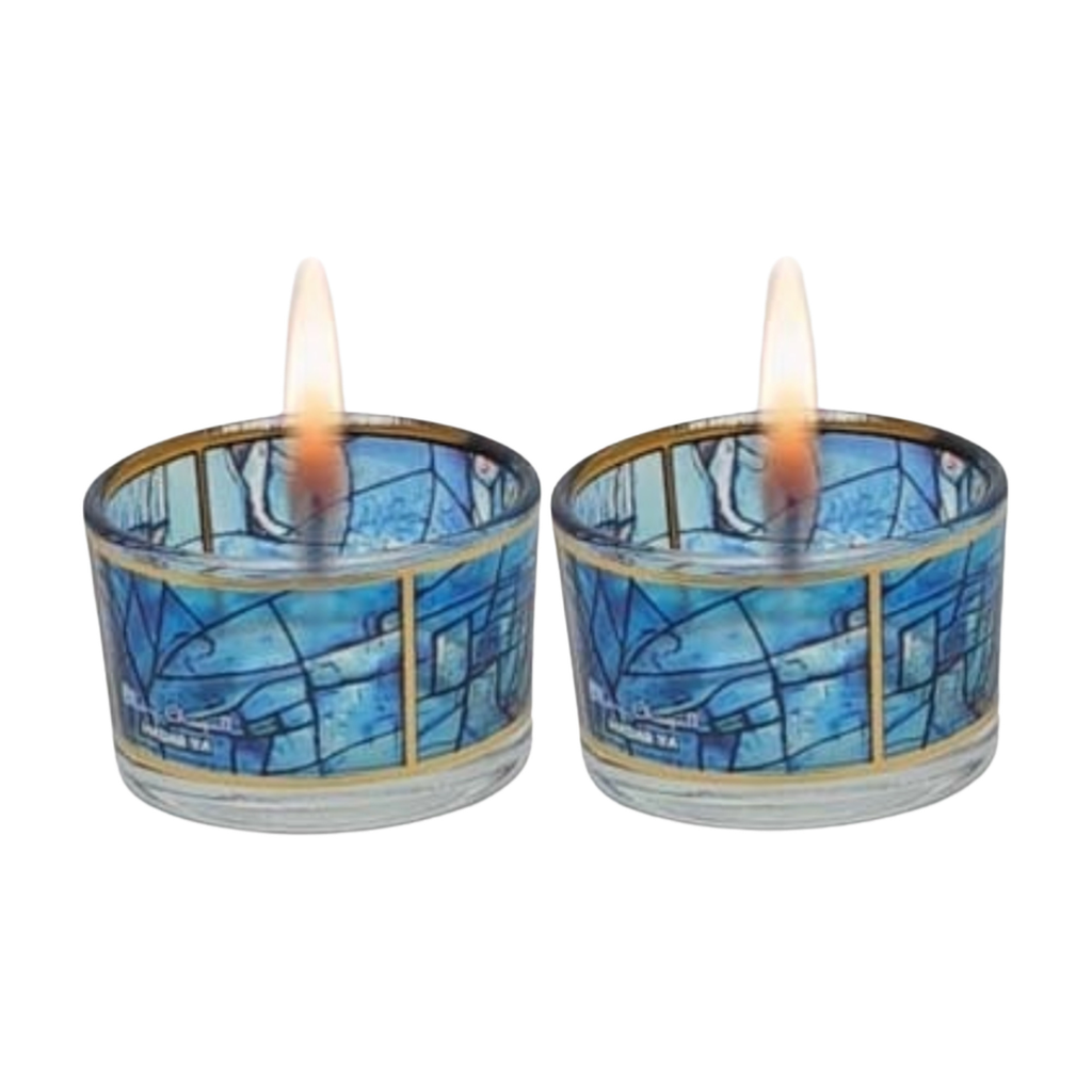Glass Tealight Candle Holders, Chagall Windows Design