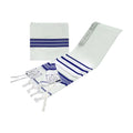 Traditional Wool Tallit with Matching Tallit Bag – Blue/Silver Stripes