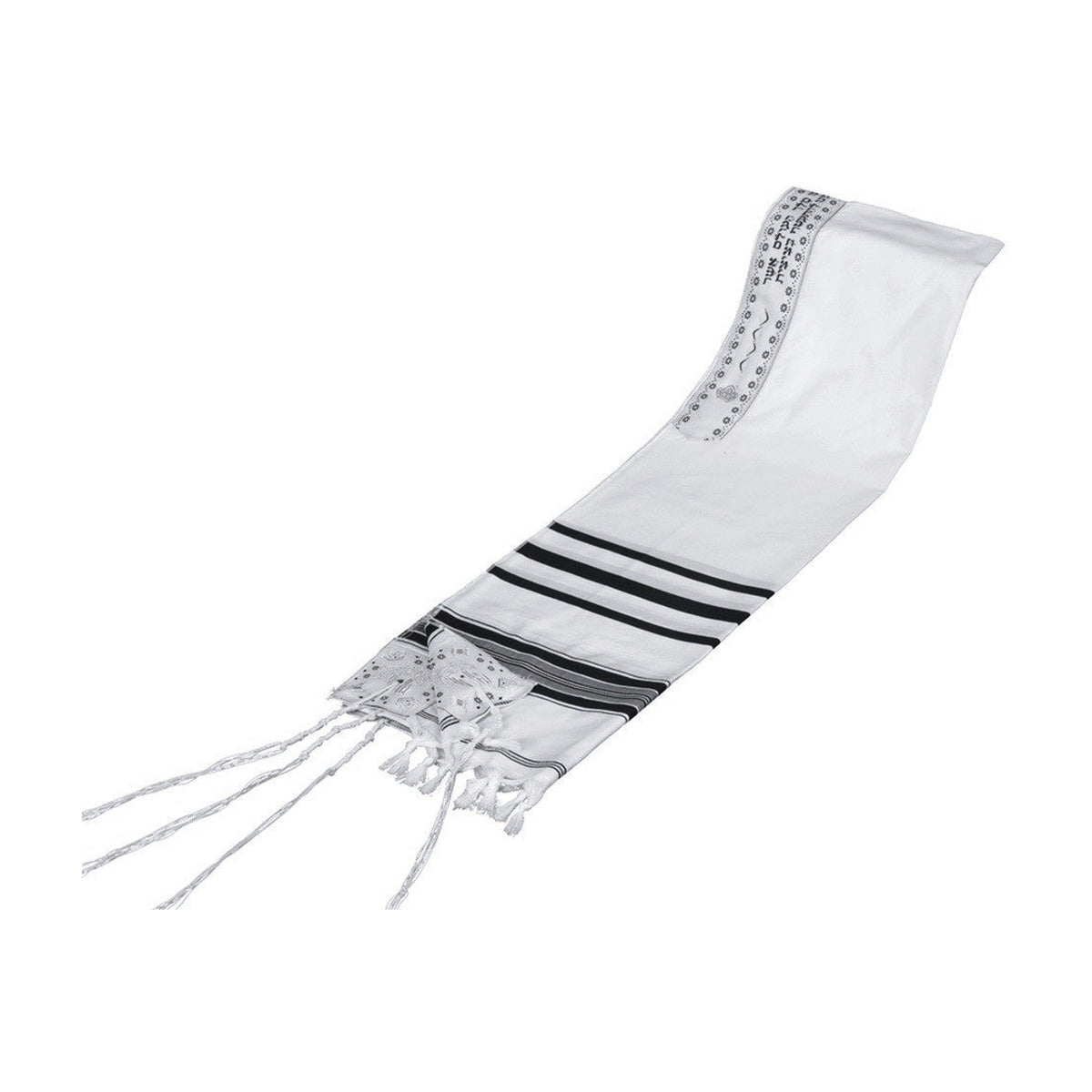Tallit, Synthetic, Black Stripes