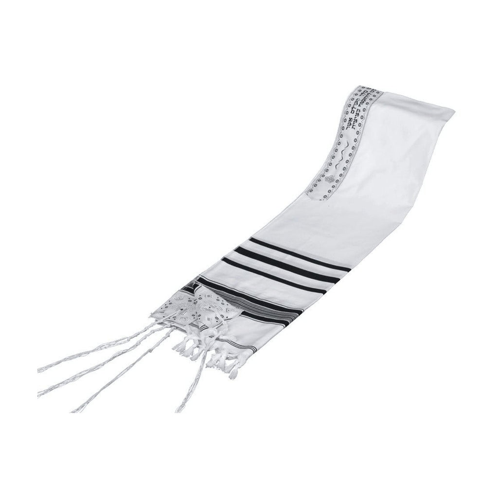 Tallit, Synthetic, Black Stripes