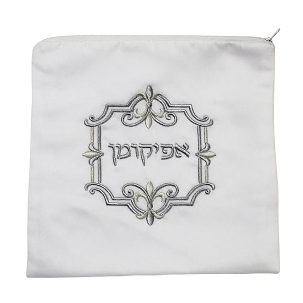 White Afikomen Bag with Rose Gold Design