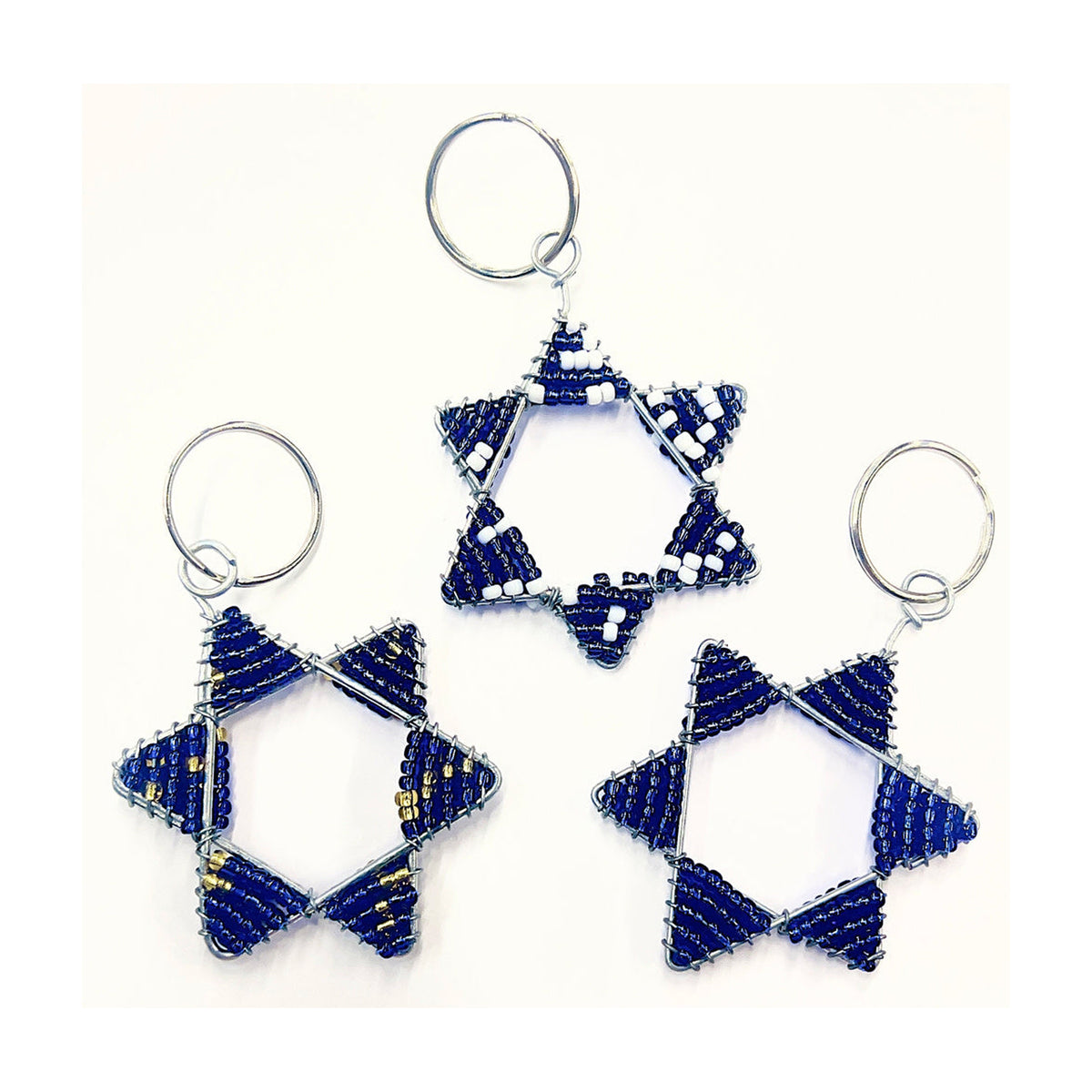 African Beaded Keychain, Magen David