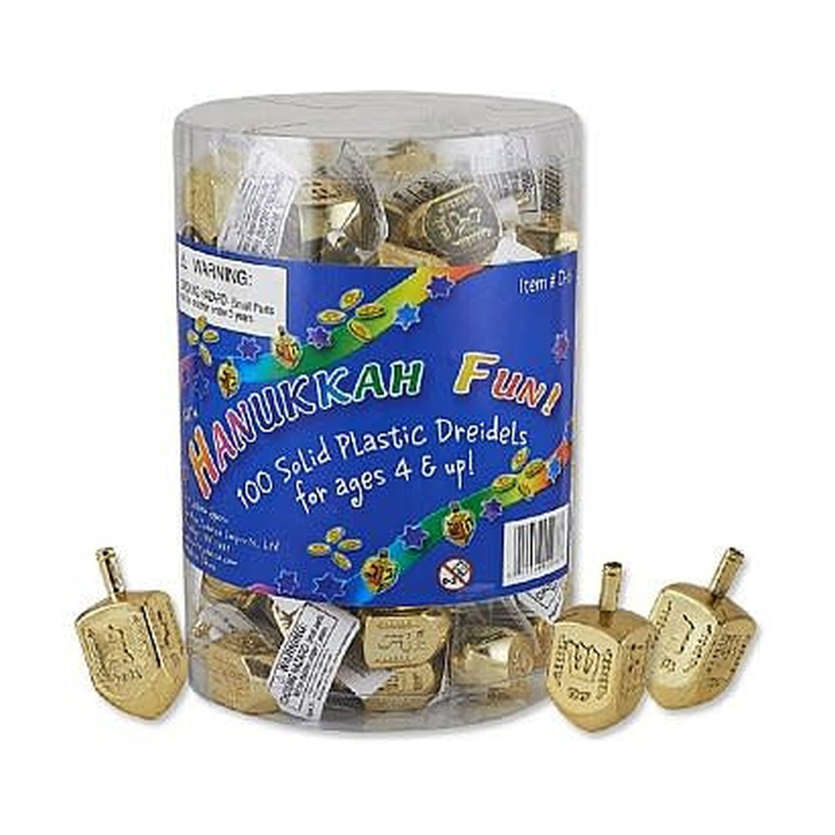 Medium Plastic Dreidels, Metallic Gold - Bulk Pack (100pcs)