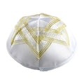 White Satin Kippah with Gold Magen David