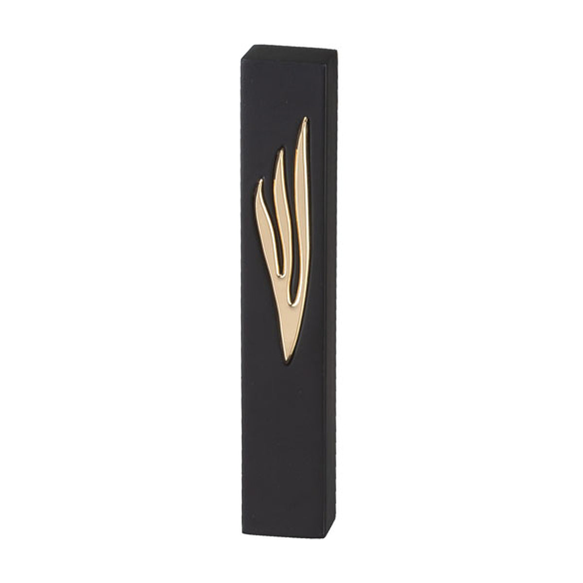 Cement-Look Mezuzah, Black with Gold Shin, 12cm